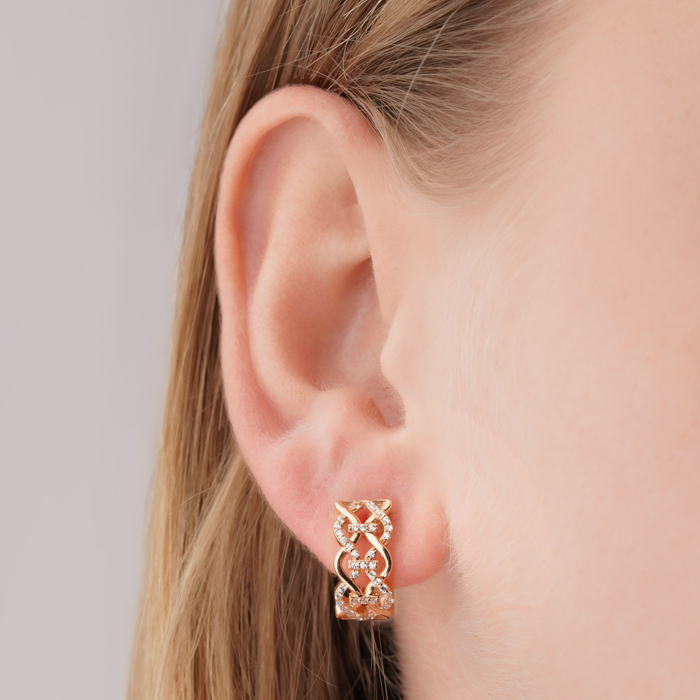 Золотые серьги с фианитами 22824/01/0/1