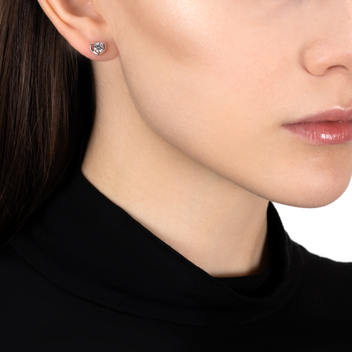 Серебряные пуссеты с фианитом. Артикул SE01437-E/12/1