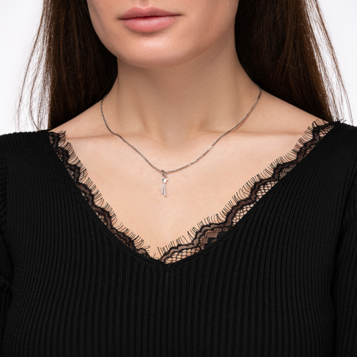 Срібна підвіска з фіанітами. Артикул MP14276A-P/12/1