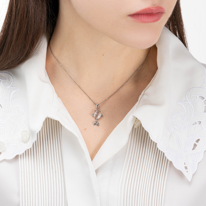 Срібна підвіска з фіанітами та котячим оком. Артикул SP00358-P/12/4749