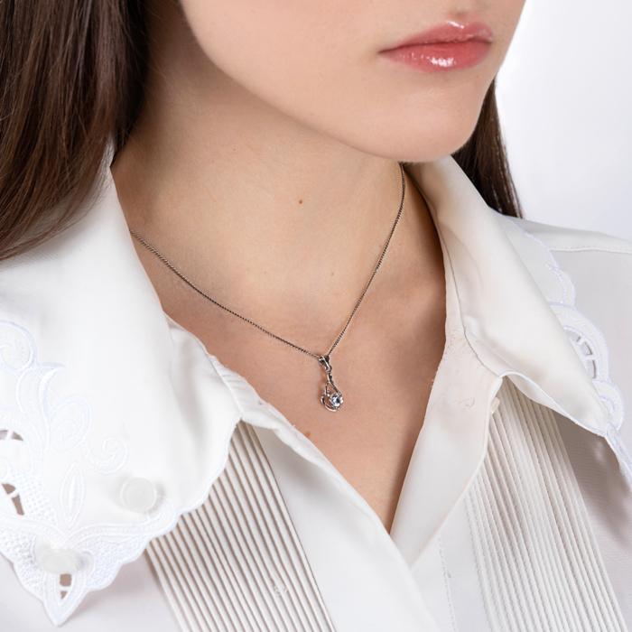 Срібна підвіска з фіанітом. Артикул SP00885-P/12/1