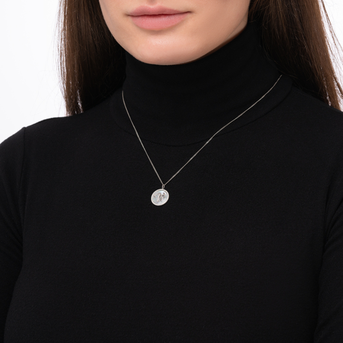 Срібна підвіска з фіанітами та перламутром. Артикул MP14283A-P/12/4500