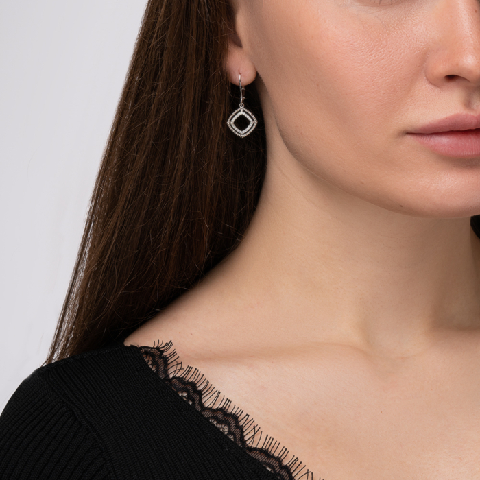 Срібні сережки з фіанітами. Артикул GE14381A-E/12/1