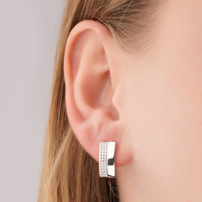 Серьги из белого золота с фианитами 22656/02/1/1