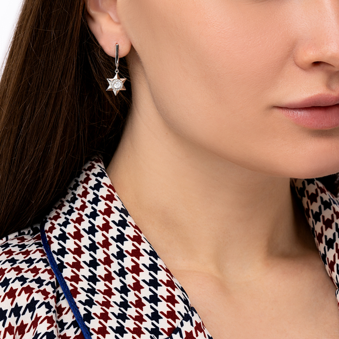 Срібні сережки з фіанітами. Артикул GE13894A-E/12/1