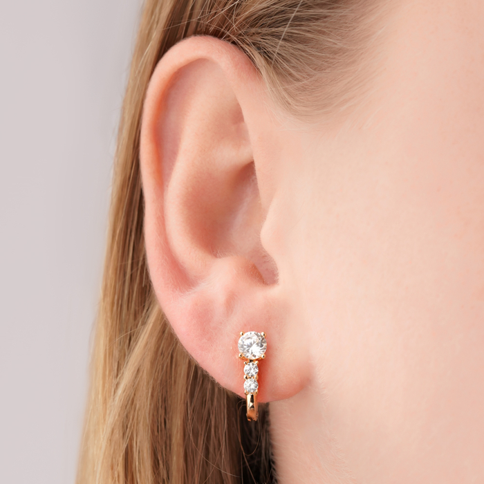 Золоті сережки з фіанітами. Артикул 21341 к