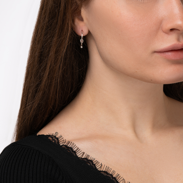 Серебряные пуссеты с фианитом. Артикул GE02368A-E/12/1