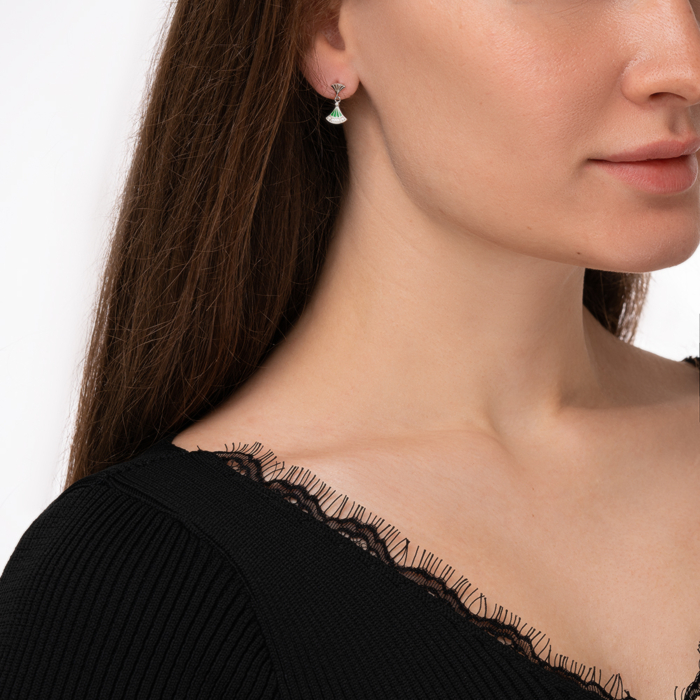 Срібні пусети з фіанітами та емаллю. Артикул ME15327A-E/12/1810