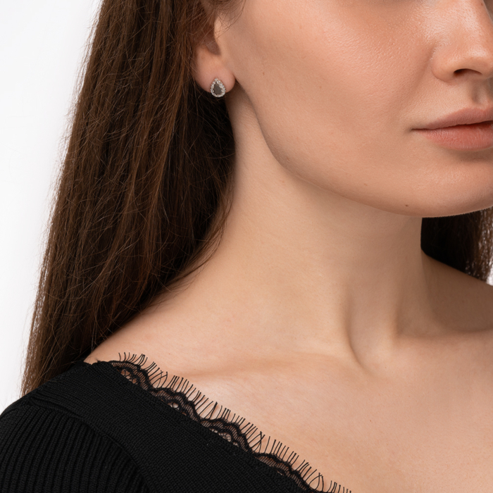 Срібні пусети з фіанітами. Артикул GE02298A-E/12/1