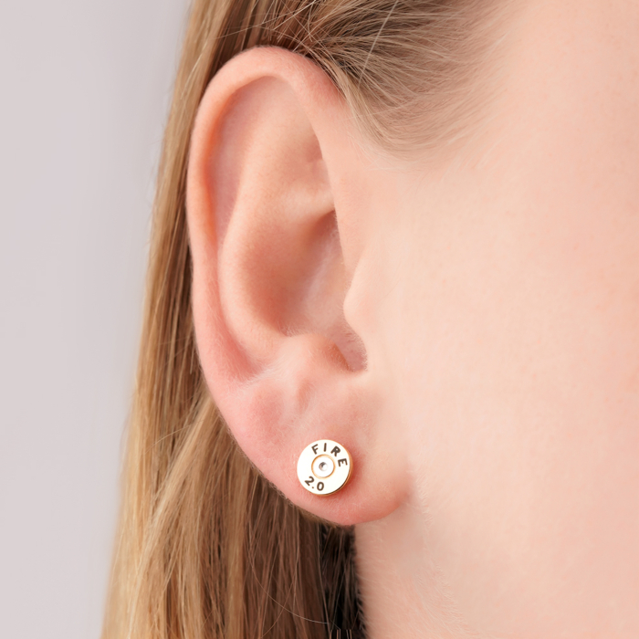 Золота сережка-пусет з емаллю 23997/01/1/389