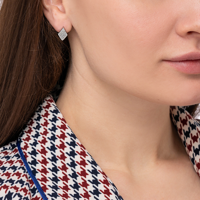 Серебряные серьги с фианитами. Артикул 1EA104795-E/12/1