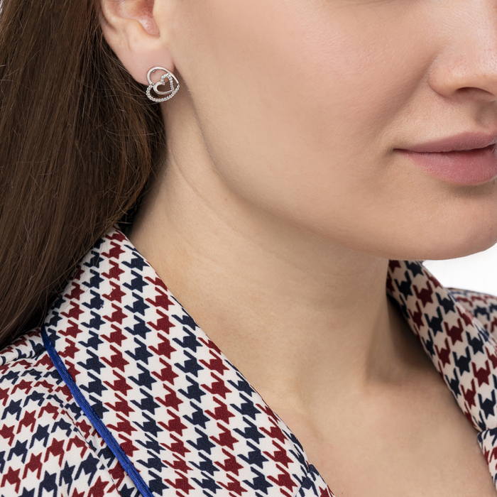 Серебряные пуссеты с фианитами. Артикул ME15414A-E/12/1