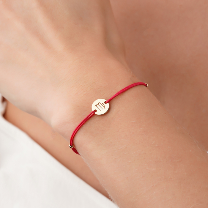 Браслет Дева из красного золота с красным синтетическим шнурком 4107057101-B/01