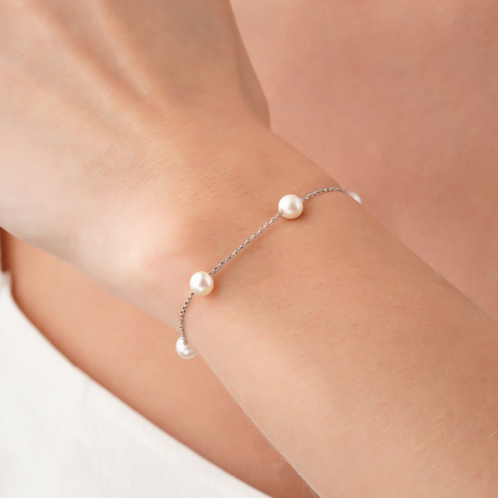 Золотий браслет з перлами P-K-5355-B/02/21048