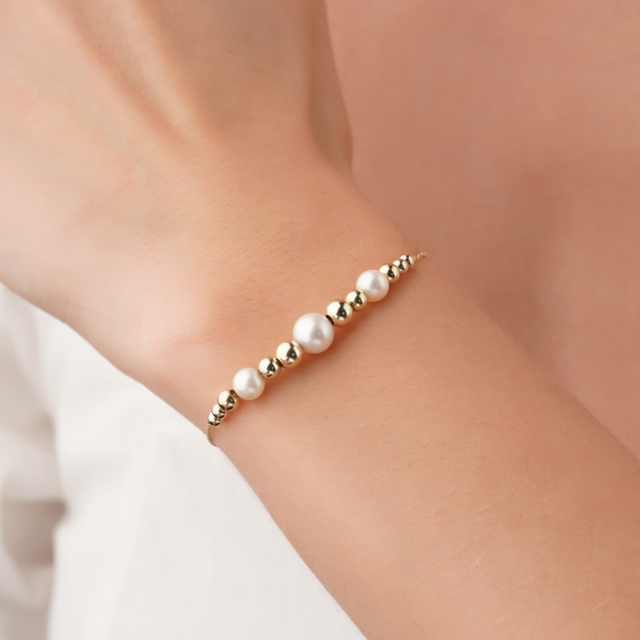 Золотий браслет з перлами P-K-5363-B/03/21092