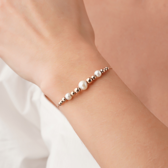 Золотий браслет з перлами P-K-5363-B/01/21092