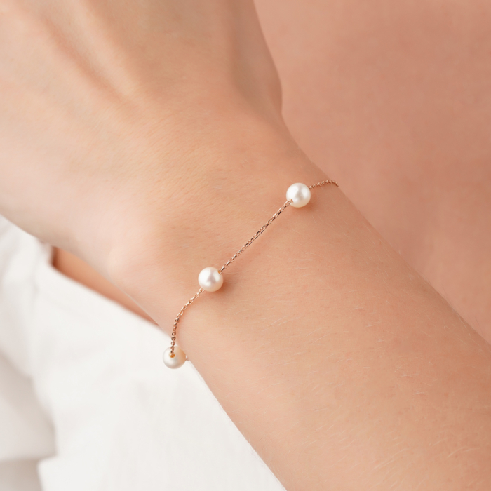 Золотий браслет з перлами P-K-5355-B/01/21048