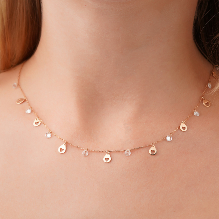 Золотое колье с фианитами P-B03003-K/01/1