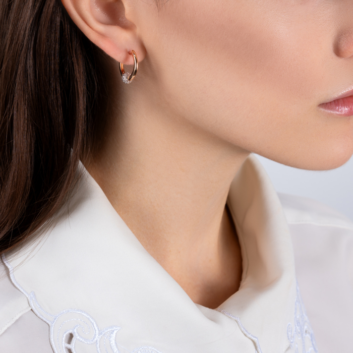 Золотые серьги-конго с фианитами. Артикул 23567/01/1/1