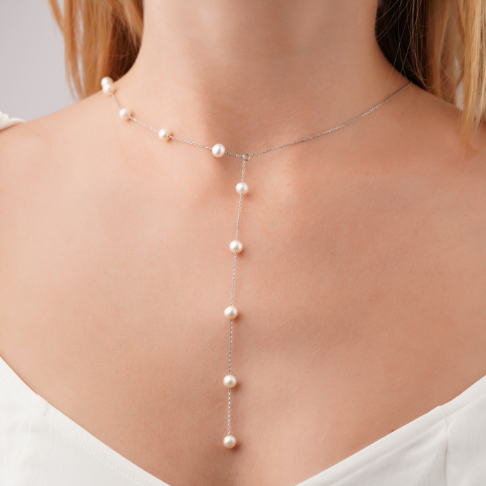 Золоте кольє з перлами P-K-5356-K/02/21048