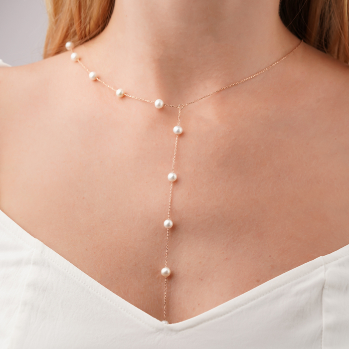 Золоте кольє з перлами P-K-5356-K/01/21048