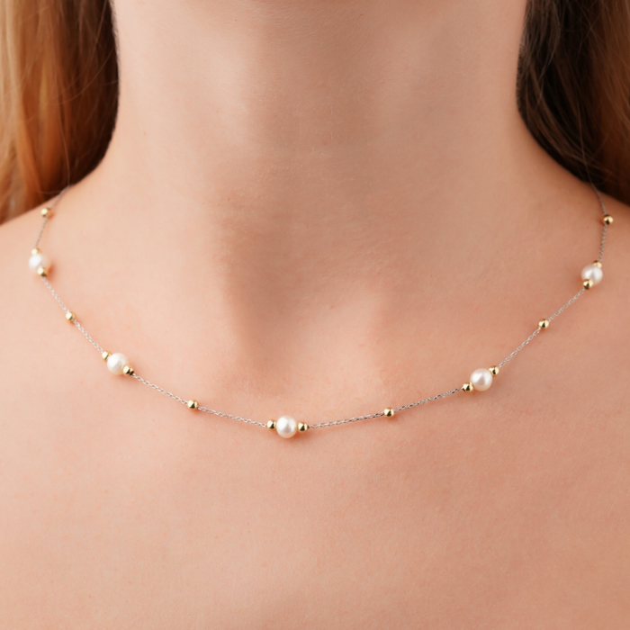 Золоте кольє з перлами P-K-5357-K/21/21048