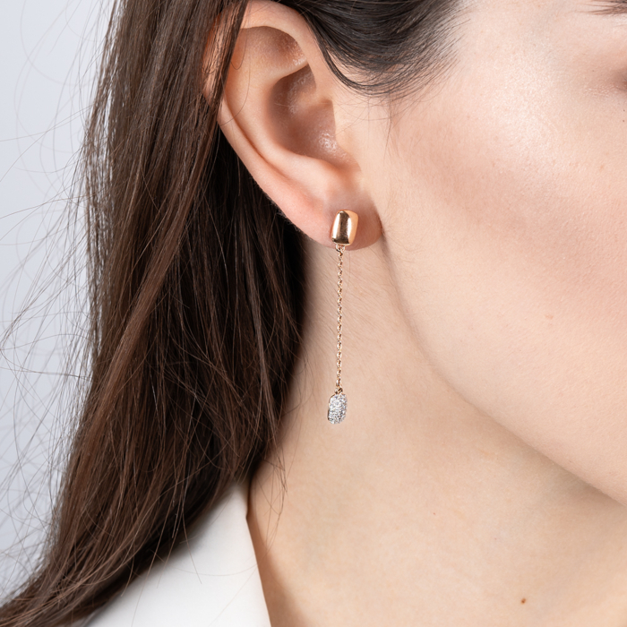 Золотые серьги-подвески с фианитами. Артикул 23131/01/1/1