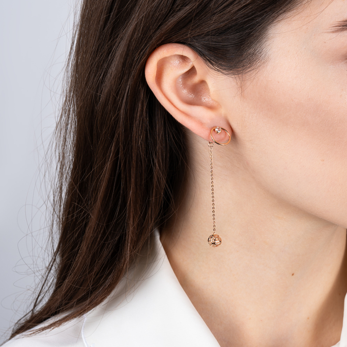 Золоті сережки-підвіски з фіанітом. Артикул 02798-1/01/0/28