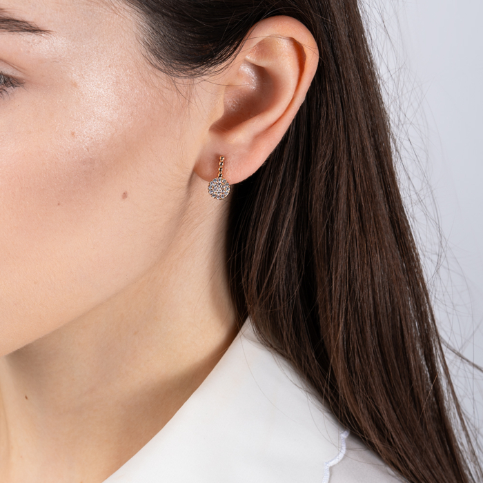 Золотые серьги с фианитами. Артикул 23582/01/0/13