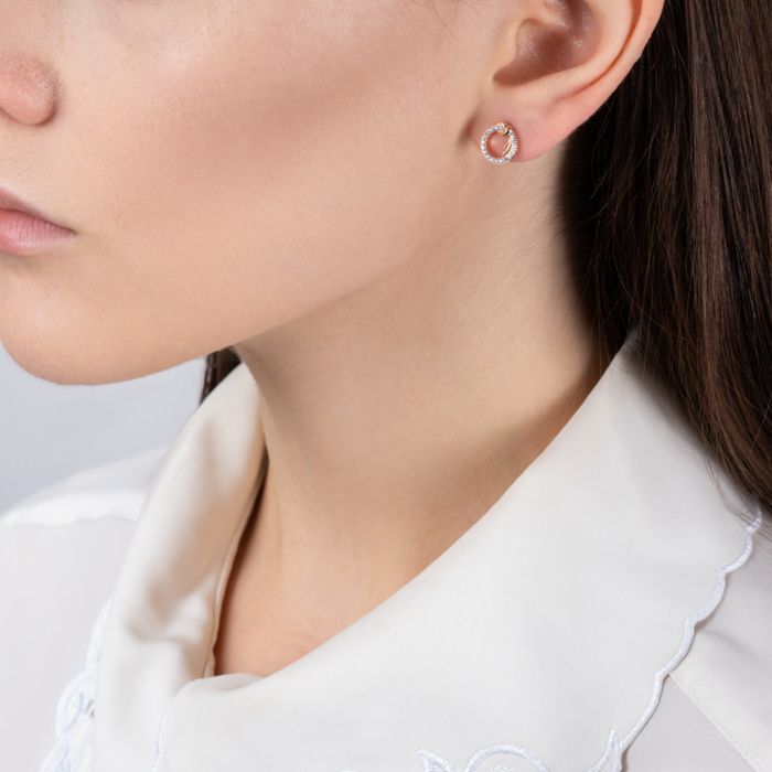 Золоті пусети з фіанітами. Артикул 23568/01/1/1