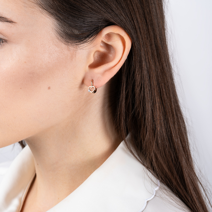 Золотые серьги с фианитом. Артикул 23490/01/0/17