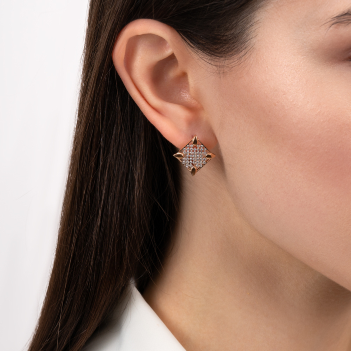 Золоті сережки з фіанітами. Артикул 23188/01/1/1