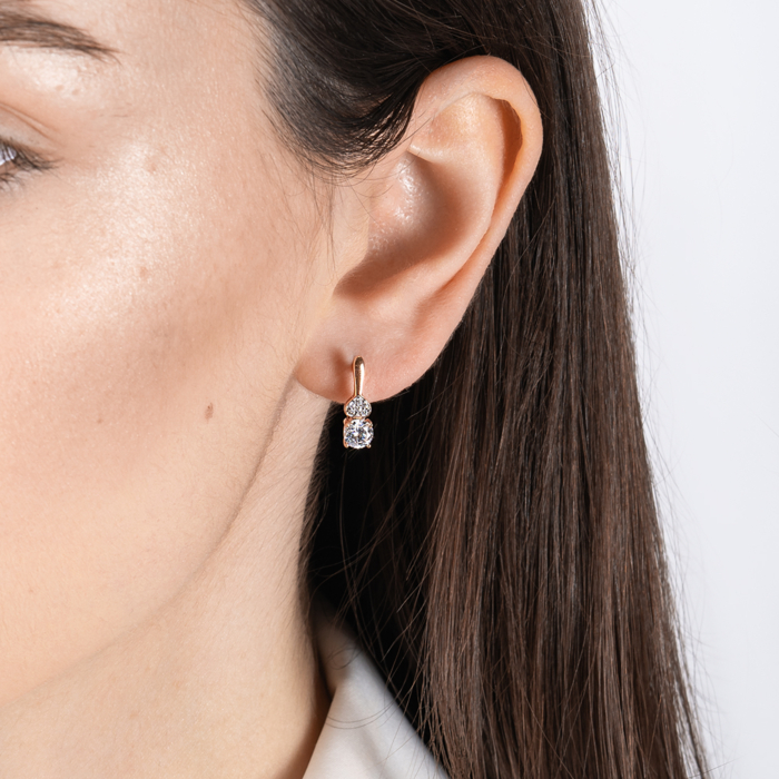 Золотые серьги с фианитами. Артикул 23586/01/1/145