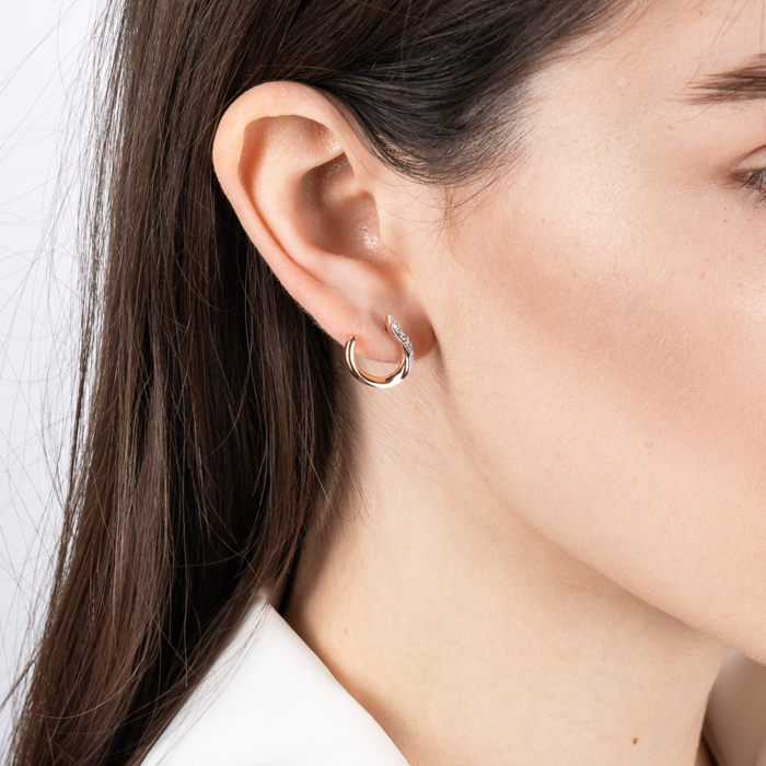 Золотые пуссеты с фианитами. Артикул 23534/01/1/75