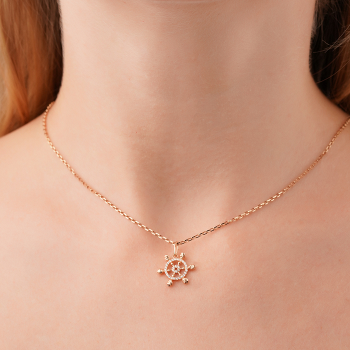 Золота підвіска з фіанітами F-2703-P/01/1