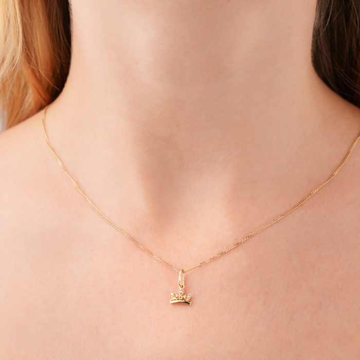 Золота підвіска Корона з фіанітами 32547/03/0/75