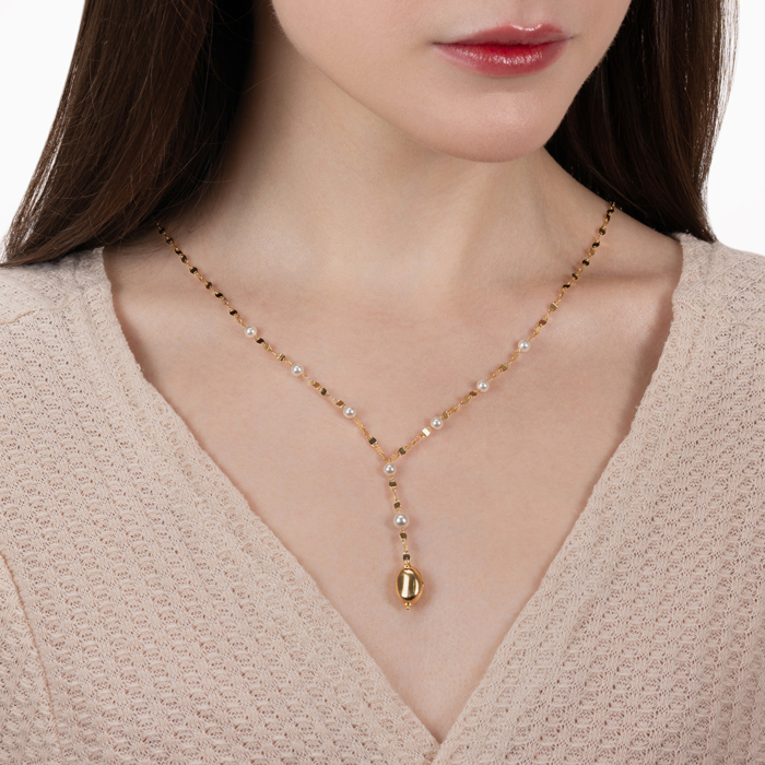 Серебряное колье с жемчугом. Артикул CLT_11883-K/20/21085