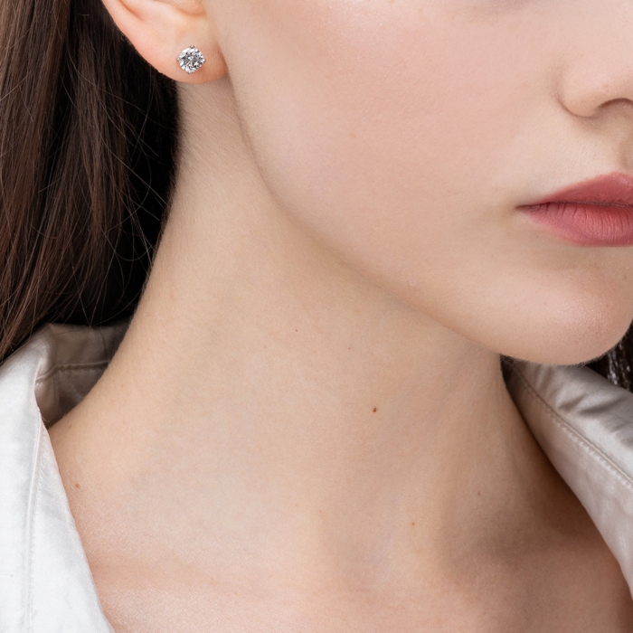 Срібні пусети з фіанітом. Артикул SE01392-E/12/1