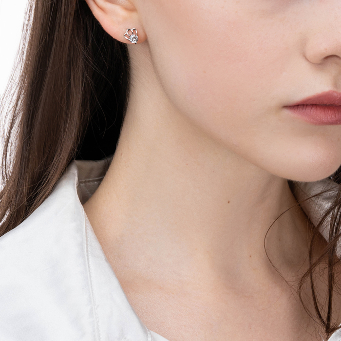 Серебряные пуссеты с фианитом. Артикул SE01467-E/12/1