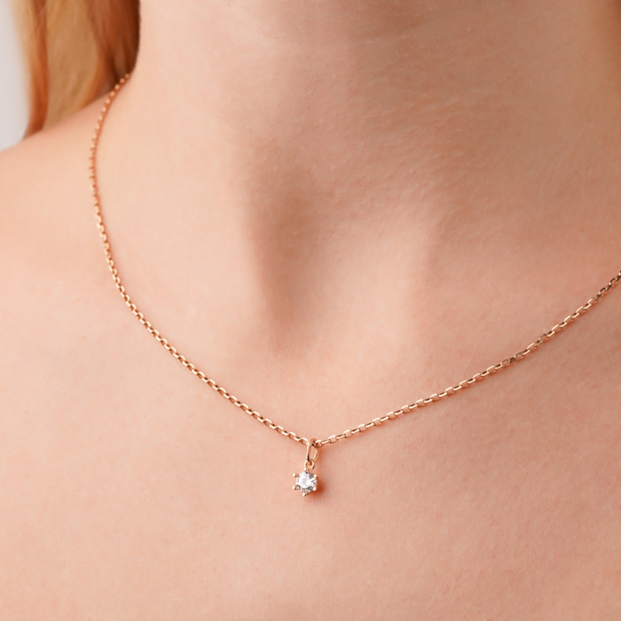 Золота підвіска з фіанітом F-580-P/01/1