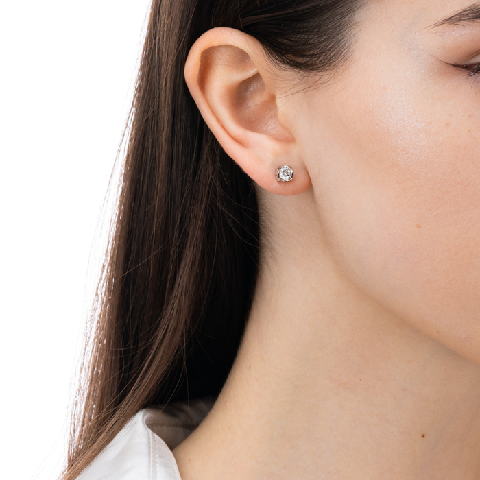 Срібні пусети з фіанітом. Артикул SE00687-E/12/1