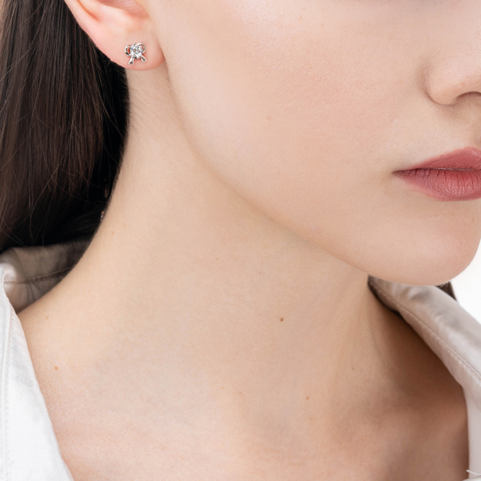 Серебряные пуссеты с фианитом. Артикул SE00722-E/12/1