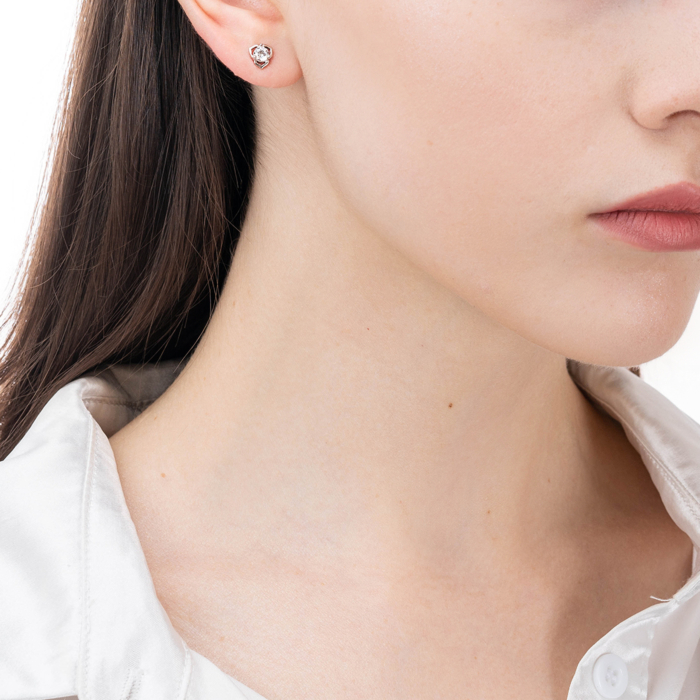 Серебряные пуссеты с фианитом. Артикул SE01425-E/12/1