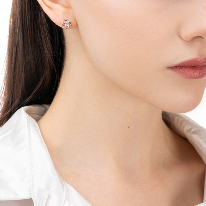 Срібні пусети з фіанітом. Артикул SE00646-E/12/1