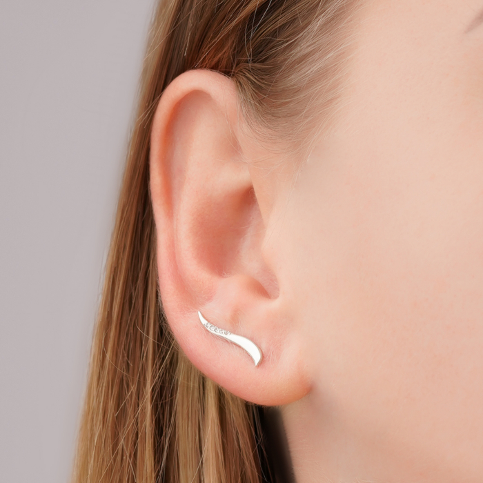 Золотые серьги-каффы с фианитами 22587/02/1/1