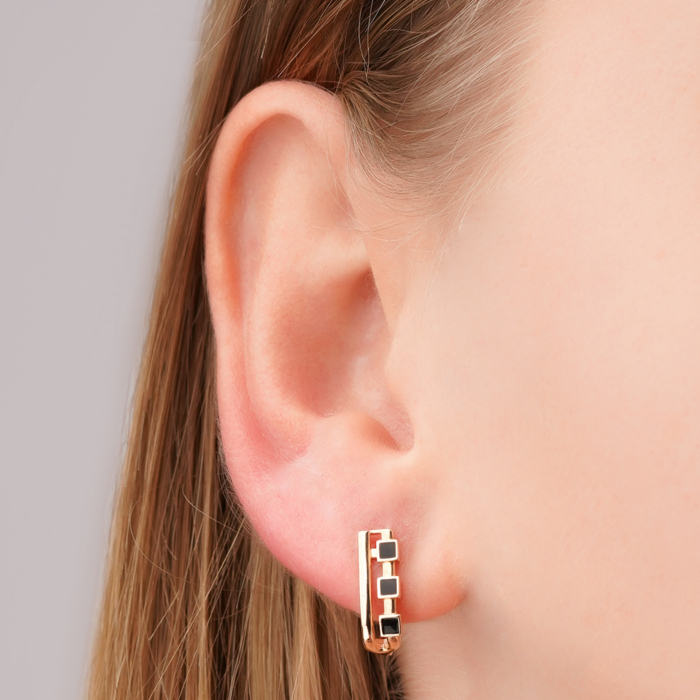 Золотые серьги с эмалью 23962/01/0/389