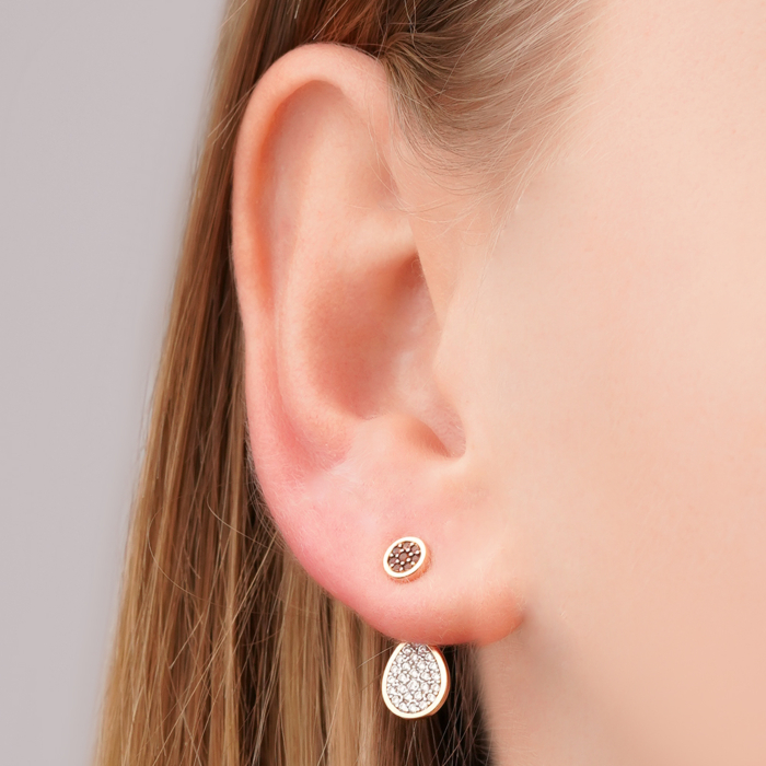 Золоті сережки-джекети з фіанітами 23149/01/1/303