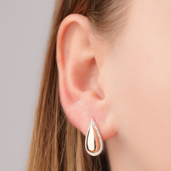 Золотые серьги с фианитами 23915/01/1/1