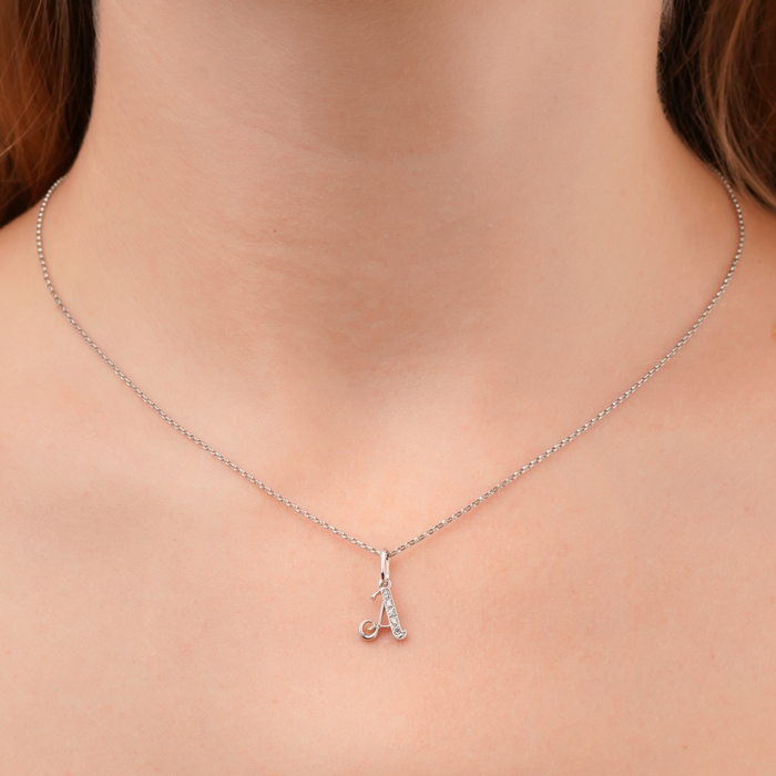 Золотая подвеска-буква А с фианитами 31339-а/02/1/13