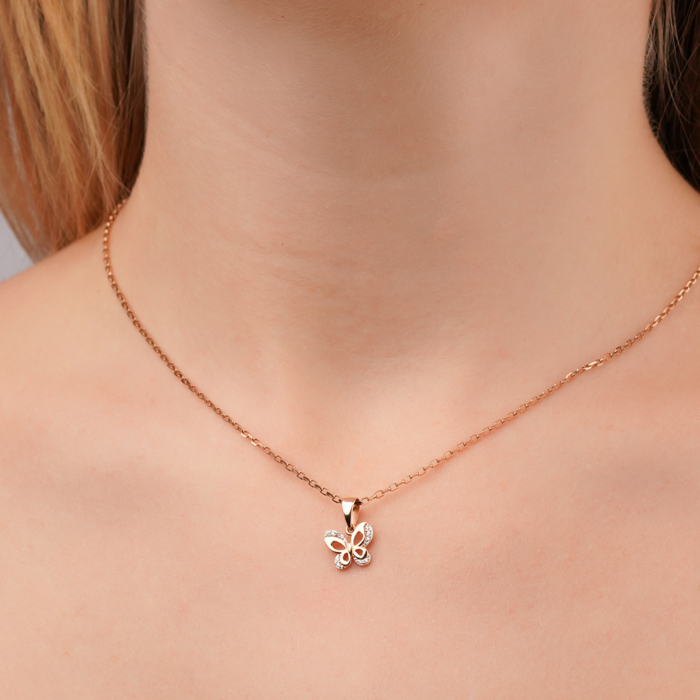 Золотая подвеска «Бабочка» с фианитами 31267